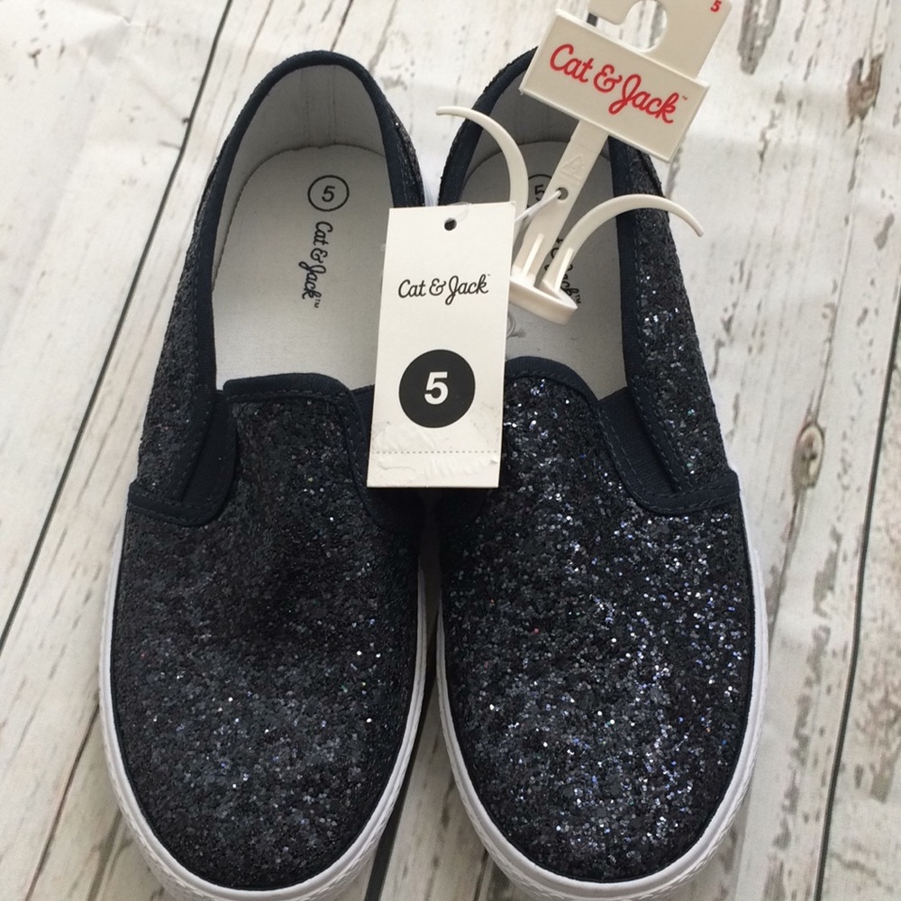 NWT Cat & Jack Girls Sparkly Blue Shoes SZ 5